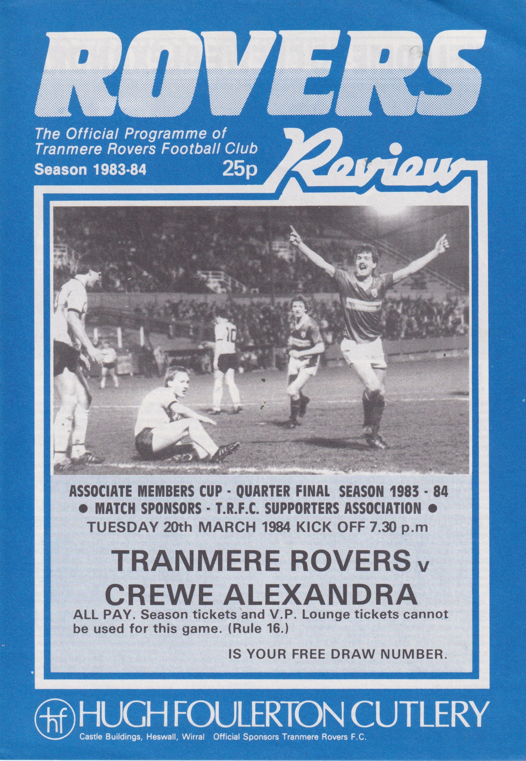 Tranmere Rovers v Crewe Alexandra match programme